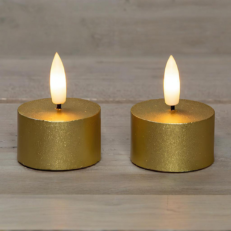 Set of 2 Golden Flameless Tealight Candles