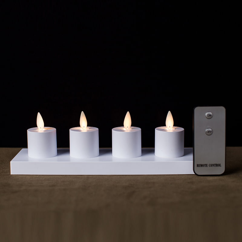 4 Pack White Inductive Rechargeable Flameless Candles