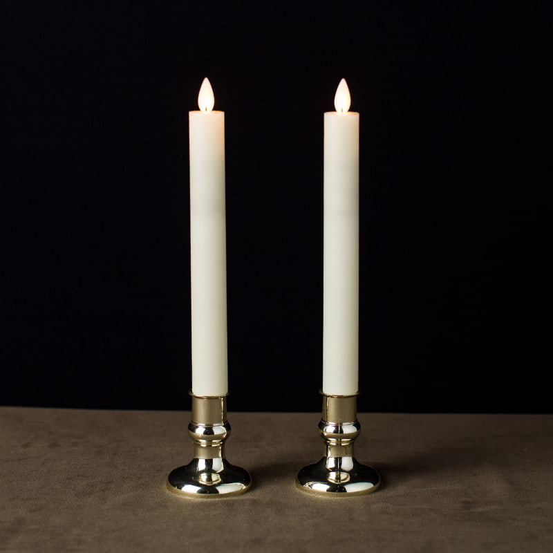Ivory Flickering Flameless Taper Candles