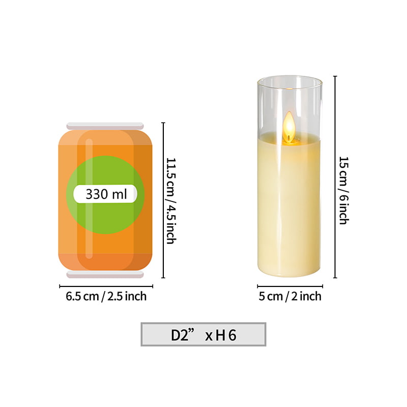 Set of 4 Slim Ivory Battery-Powered Glass Candles