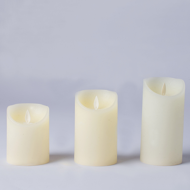 Set of 3 Ivory Real Wax Flameless Candles