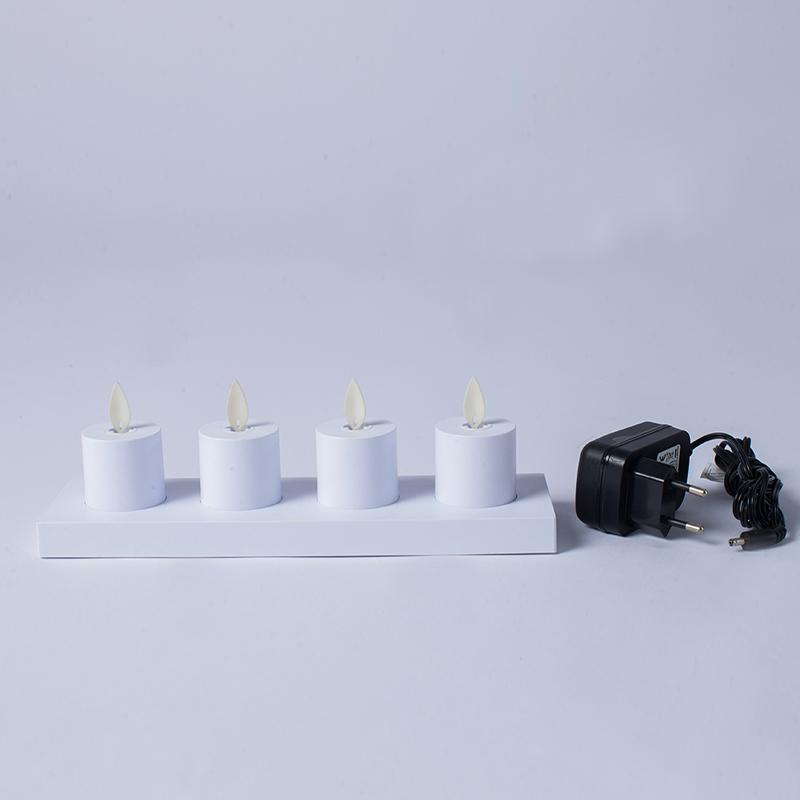 4 Pack White Inductive Rechargeable Flameless Candles