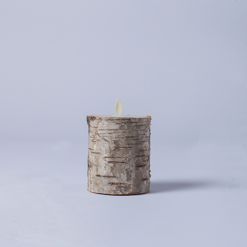 Set of 3 Birch Bark Battery Operated Pillar Candles