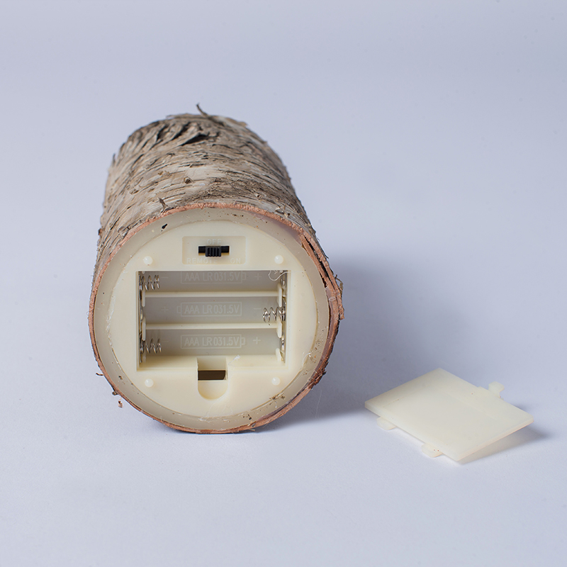 Set of 3 Birch Bark Battery Operated Pillar Candles