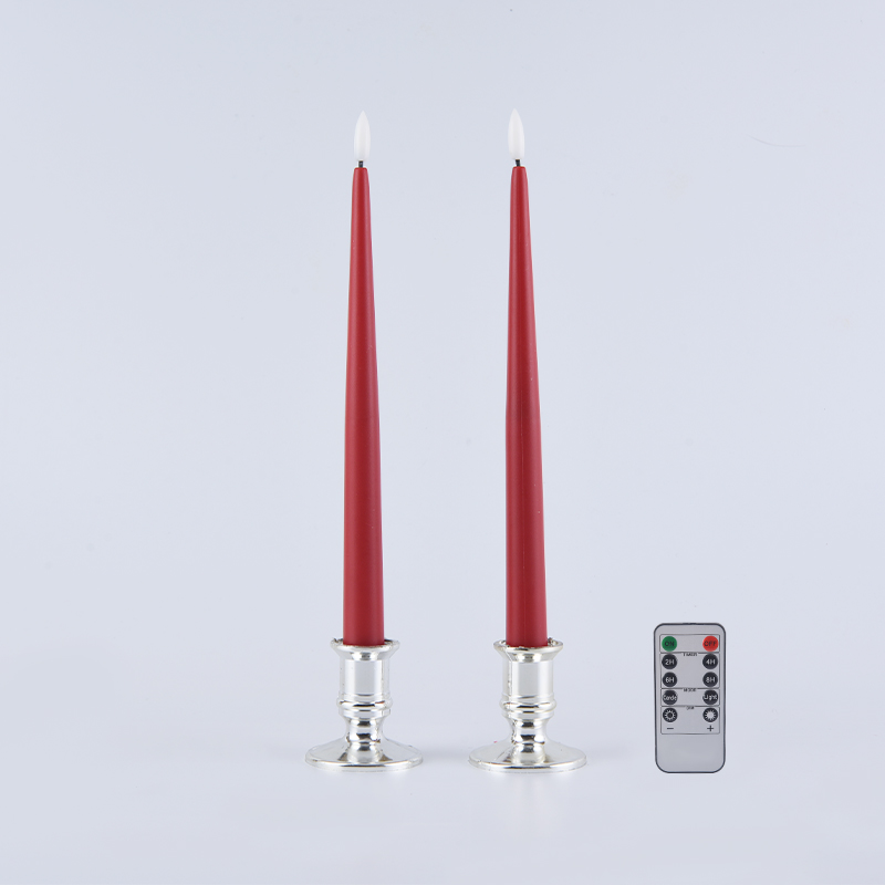 Set of 2 Flameless Taper Candles with Remote